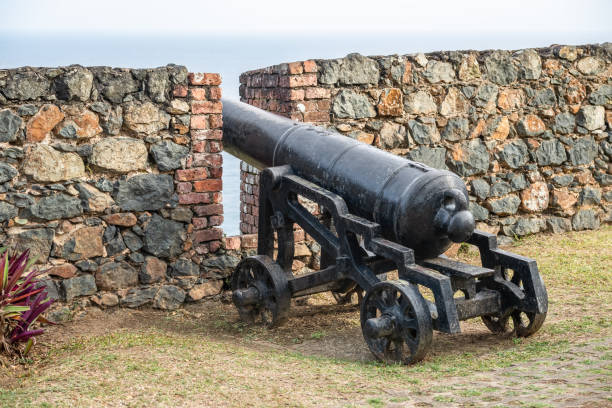 Medieval canon Fort King George Scarborough Tobago local turism attraction Medieval canon at Fort King George Scarborough Tobago local turism attraction prince george photos stock pictures, royalty-free photos & images