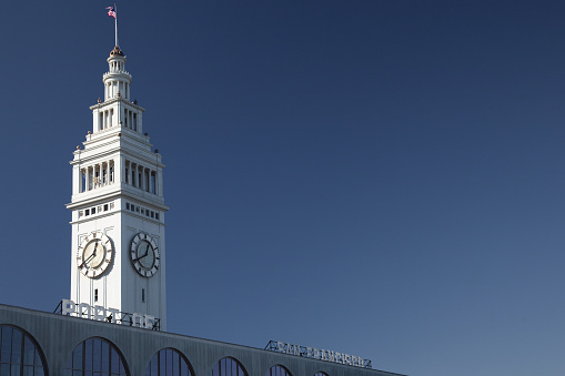 Ferry Building Clock Tower at Fisherman's Wharf in the morning light