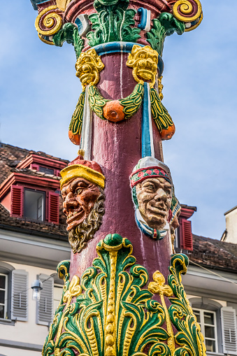 Heads Statues Statue Fritschi Fountain Kapellplatz Lucerne Switzerland