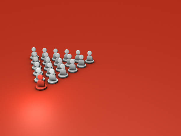 istock A leader who leads everyone in the group. Abstract concept representing leadership and command. hot red background. 3D rendering. 1428183027