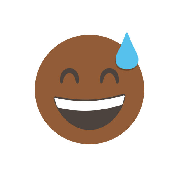 ilustrações, clipart, desenhos animados e ícones de emoji de ufa, rosto sorridente com suor, emoji de alívio. ícone vetorial estilizado em 3d. sorrindo emoticon design de personagem. isolado em fundo branco. vetor emoji. para aplicativo - phew