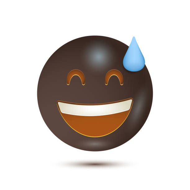 illustrazioni stock, clip art, cartoni animati e icone di tendenza di phew emoji, faccia sorridente con sudore, emoji di sollievo. divertente emoticon gialla. character design delle emoticon sorridenti. emoticon vettoriale 3d isolata. per l'interfaccia web - phew