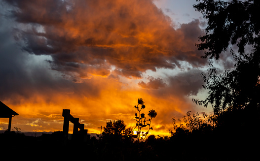Colorado Living. Centennial, Colorado - Denver Metro Area Residential Fall Sunset Sky View