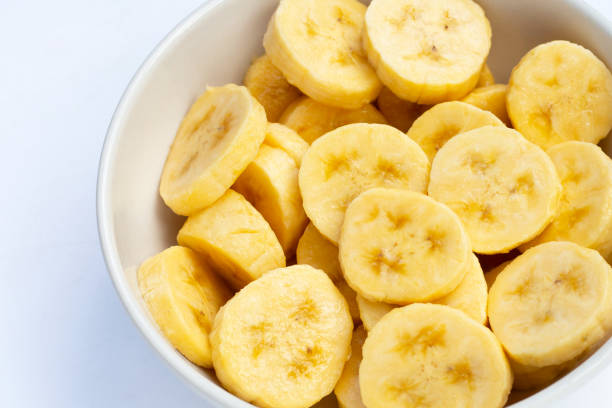 istock Banana slices isolated on white background 1428198710
