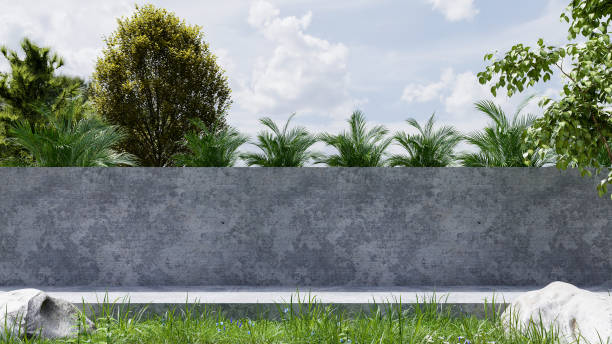 istock Empty exterior concrete wall in the midst of nature. 1428199262