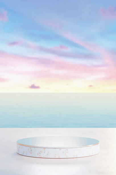 istock 3d podium with copy space for product display presentation. Tropical summer and vacation concept. Graphic art design. 1428209896