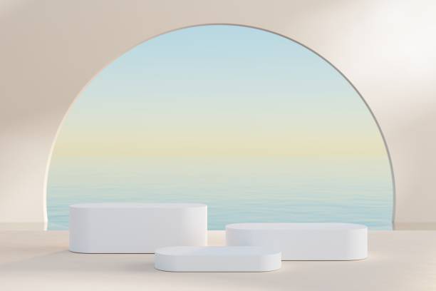 istock 3d podium with copy space for product display presentation. Tropical summer and vacation concept. Graphic art design. 1428209920