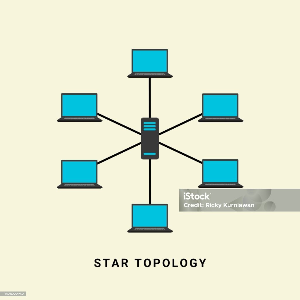 Network Star Plot Star Topology Network Vector Illustration In Computer Network ...