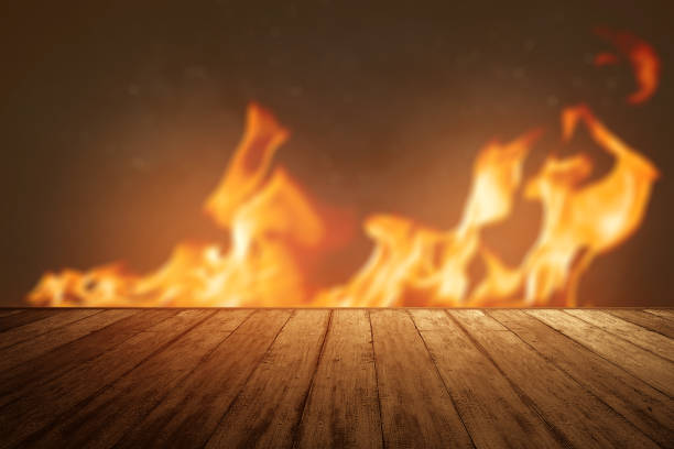 istock Wooden floor with fires and sparks 1428228649