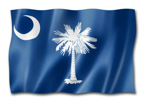 South Carolina flag, united states waving banner collection. 3D illustration