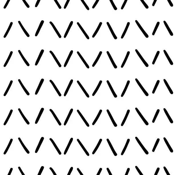 Vector illustration of Simple hand drawn geometric pattern. Abstract lines, stripes in black and white.