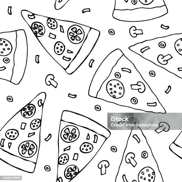 Pizza Rapper Pattern Pizza Seamless Pattern Hand Drawn In Doodle Style Suitable For Menu ...