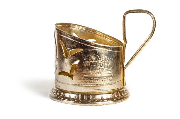 istock Antique metal cup holder on a white background. 1428231219