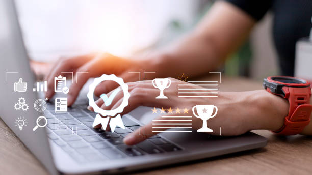 istock Quality Assurance concept, operating with the quality assurance, guarantee, standards, ISO certification, and standardization notion as proof of top service 1428232437