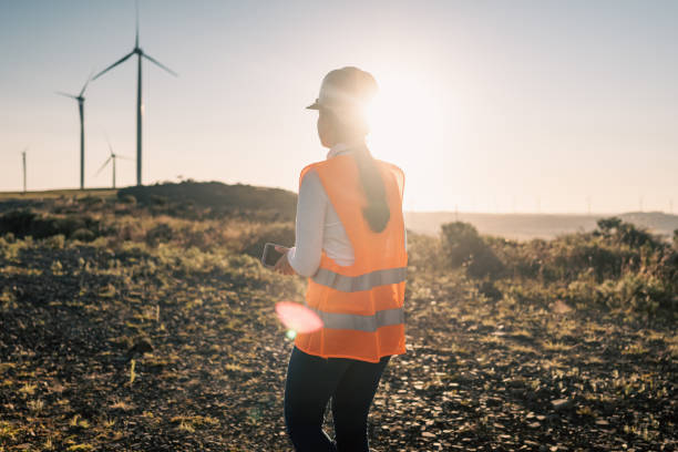 istock An engineer from the back in a wind energy park 1428233953
