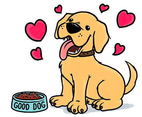 Happy Cute Sitting Puppy Dog Cartoon Stock Illustration - Download ...