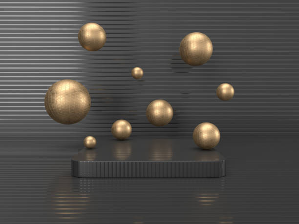 istock 3D rendering Luxury realistic dark podium for product display. 1428241496