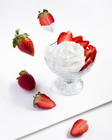 Strawberry with whipped cream for Valentines day