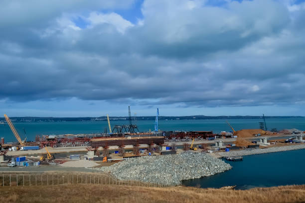 istock Bridge under construction as part of Crimean bridge from Taman Peninsula 1428242580