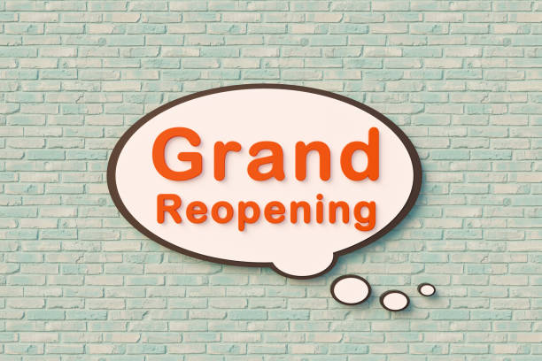 istock Grand reopening - Cartoon speech bubble. 1428244606