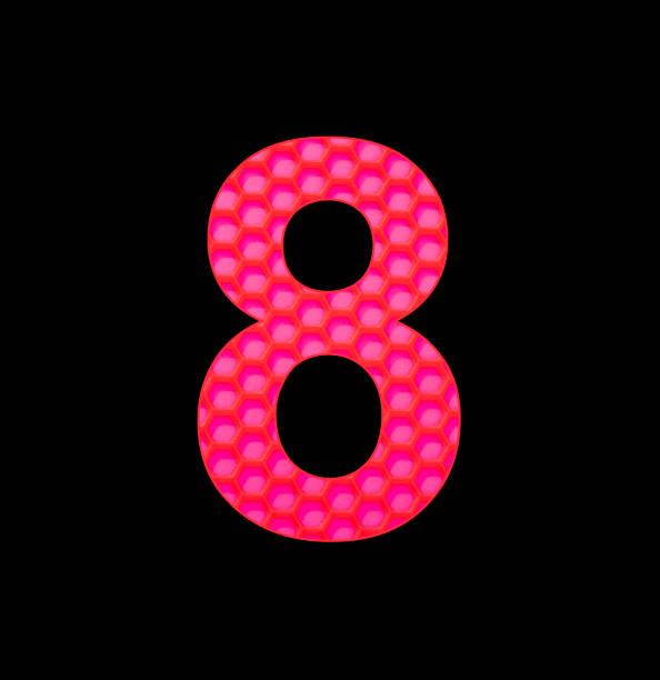 istock Number 8 - Digit eight on the background of red silicone hexagonal 1428245436