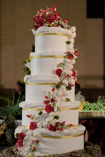 Towering full cream tarts, for wedding celebrations or birthdays.