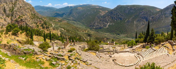 istock Ruins of ancient Delphi, Greece (amfitheater, Treasure of Athenians) 1428253750