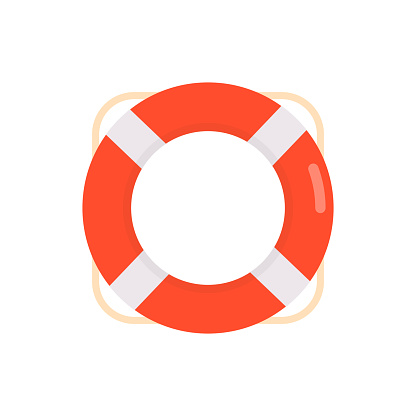 Lifebuoy and lifeguard, lifesaver, ring lifebuoys life safety survival swimming saver concept flat vector illustration.