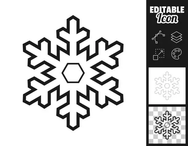 Vector illustration of Snowflake. Icon for design. Easily editable