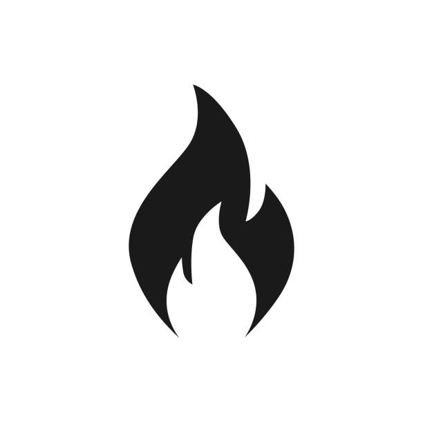 illustrations, cliparts, dessins animés et icônes de symbole vectoriel d’icône de flamme de feu noir - computer icon black and white flame symbol