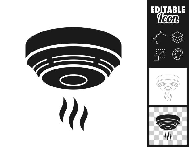 ilustrações, clipart, desenhos animados e ícones de detector de fumaça. ícone para design. facilmente editável - smoke detector fire alarm sensor smoke