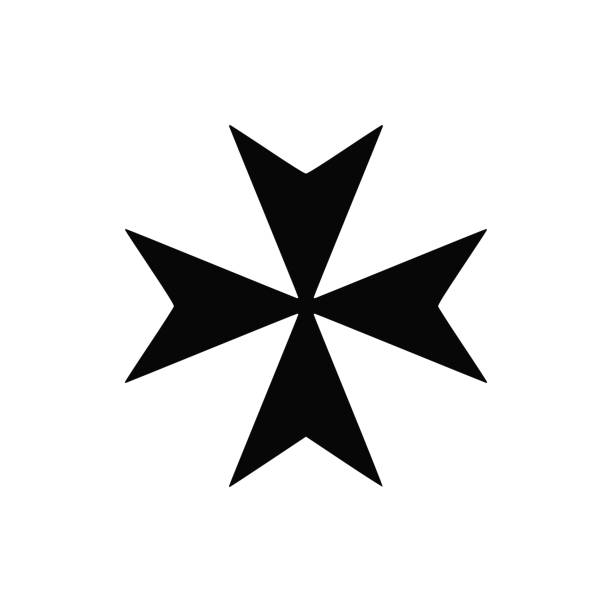 krzyż malty czarny symbol wektorowy ikony - knights templar stock illustrations