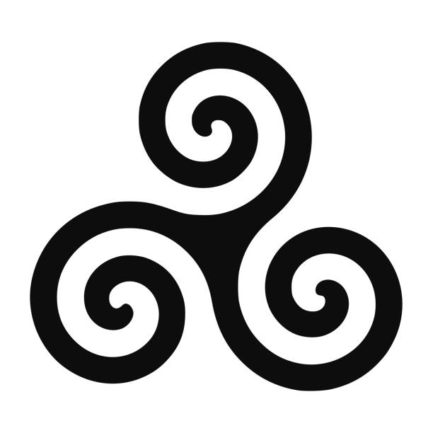 ilustraciones, imágenes clip art, dibujos animados e iconos de stock de icono vectorial de símbolo espiral de triskele - celta