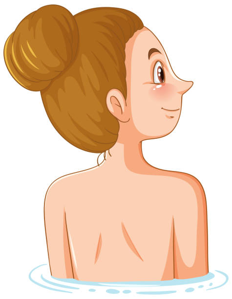 illustrations, cliparts, dessins animés et icônes de dos de la femme aux cheveux chignons - hair bun hairstyle women hair back