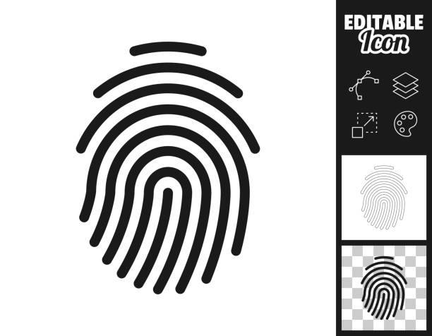 ilustrações de stock, clip art, desenhos animados e ícones de fingerprint. icon for design. easily editable - fingerprint thumbprint biometrics human thumb