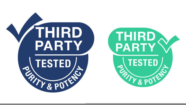 ilustrações de stock, clip art, desenhos animados e ícones de third-party tested, purity and potency - flat icon - third party