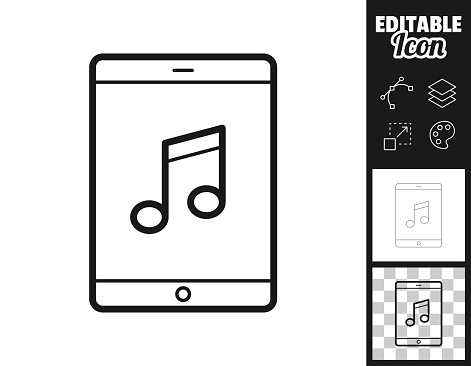 istock Music on tablet PC. Icon for design. Easily editable 1428262650