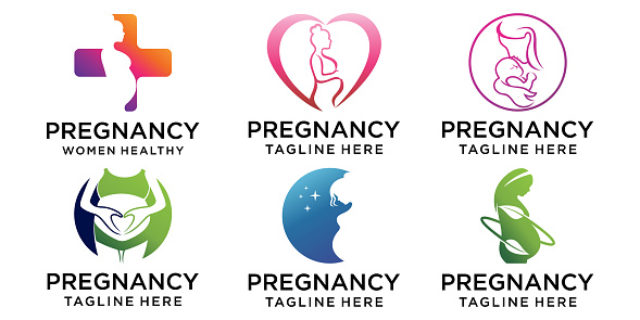 Pregnancy icon set Logo Template Design Vector, Emblem, Concept Design, Creative Symbol,