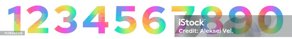 Multicolour Numbers Vector Multicolor Numbers Modern Rainbow Design Stock Illustration ...