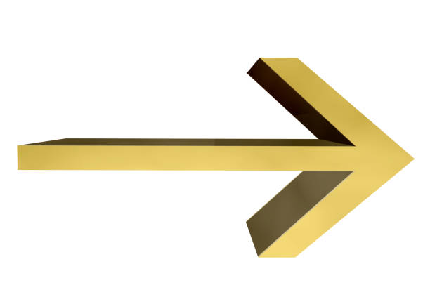 3d rendering golden arrow and white background