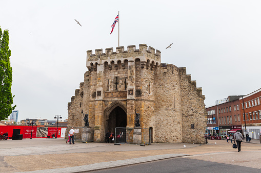 Southampton, United Kingdom - April 23, 2019: The Bargate is a medieval gatehouse in the city of Southampton, England