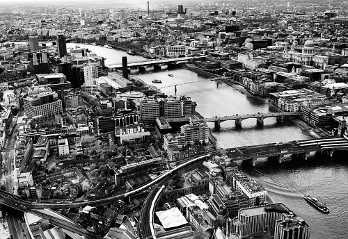 Thames river aerial view. London, UK.