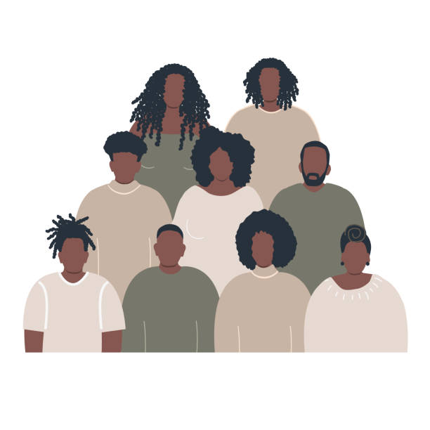 menschenmenge. gruppe schwarzer menschen - afro women african descent silhouette stock-grafiken, -clipart, -cartoons und -symbole