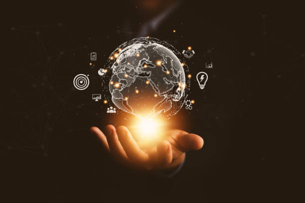 istock Businessman showing a globe in his hand Digital technology shows success. online application concept Worldwide links. Internet Big Data Network Connection of business and marketing Finance and Banking 1428268203