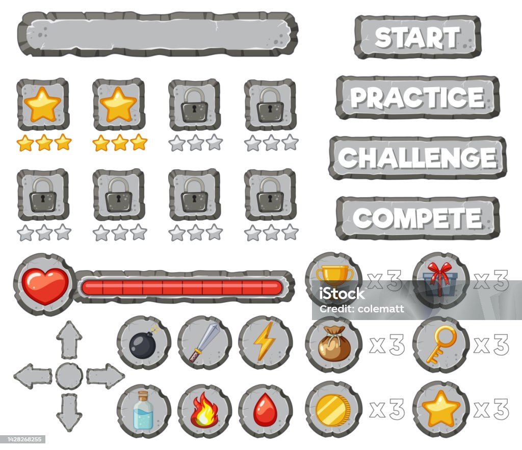 Choose Elements Example Game Game Element Template Design Set Stock Illustration - Download Image ...