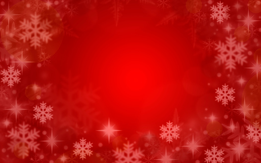 Christmas background with snowflakes and snow over red color backdrop illustration