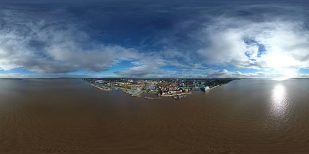 aerial view of Hull Pier, Nelson Street Hull waterfront landscape, Yorkshire aerial view of Hull City Center, Hull Pier, Nelson Street Kingston upon Hull waterfront landscape, Yorkshire kingston harbour stock pictures, royalty-free photos & images