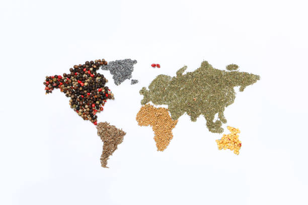 istock Map of world made from different kinds of spices 1428278042