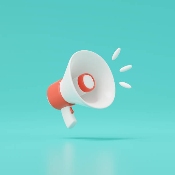 istock 3d render of megaphone isolated on green background. 1428279664