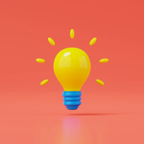 istock 3d render of lightbulb isolated on red background. 1428279668